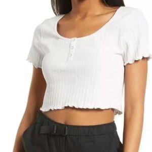 BP Women’s White Ribbed Crop Top